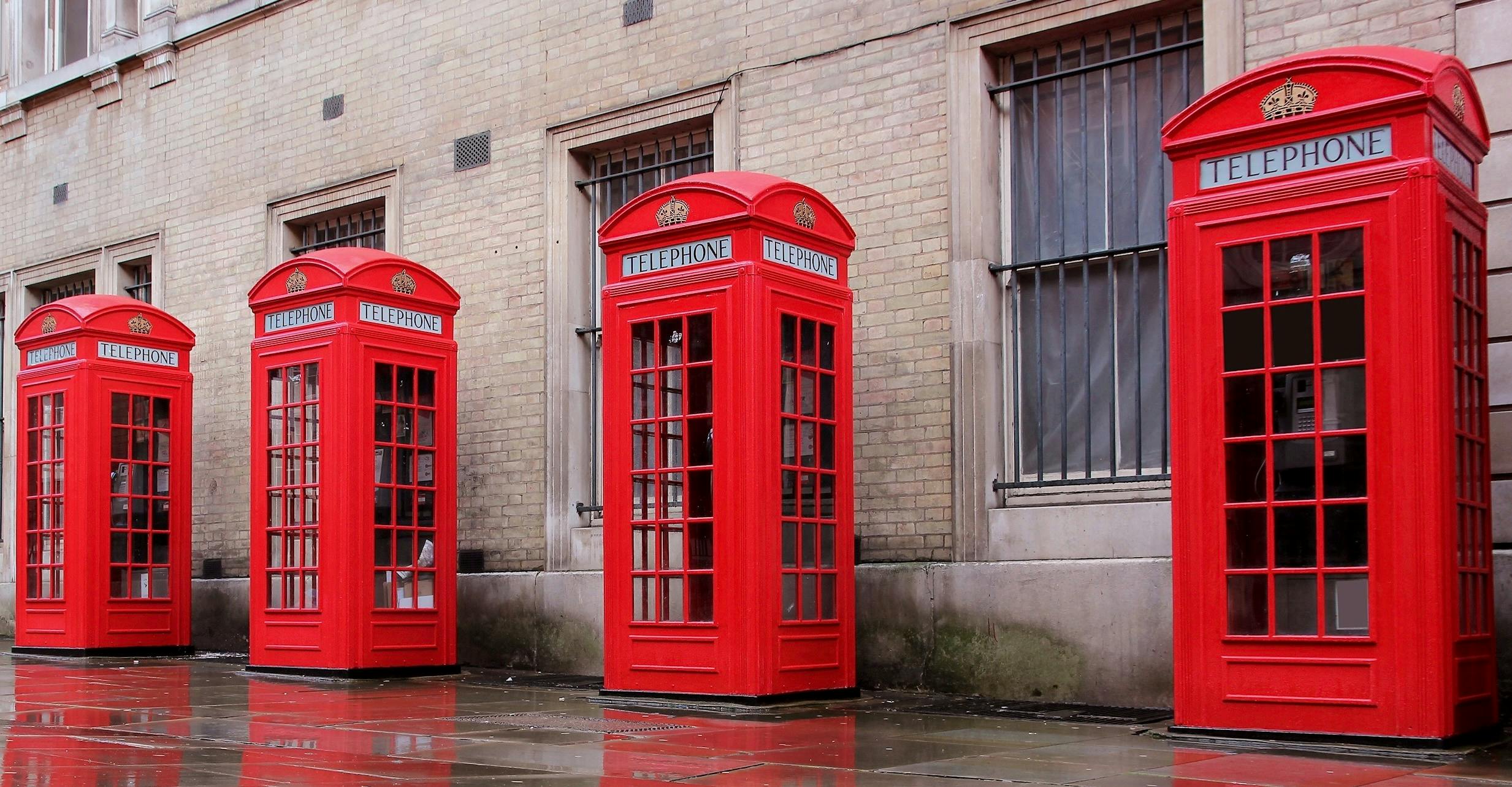 old fashioned English phone booths